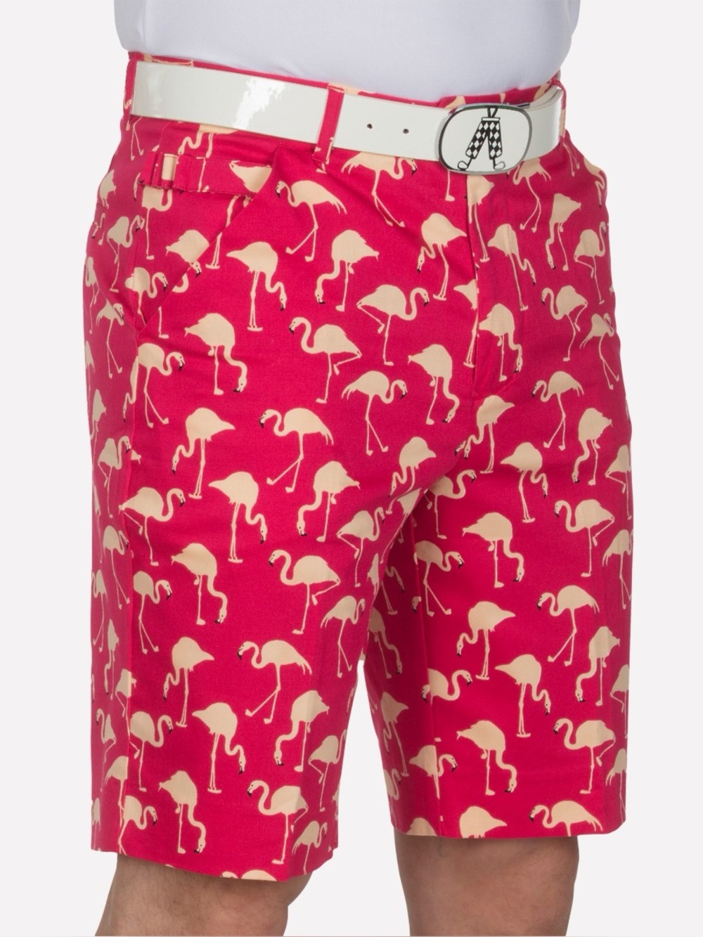 Royal & Awesome Flamingo Print Birdie Breeks Coastal Golf Shorts Men’s Size 36